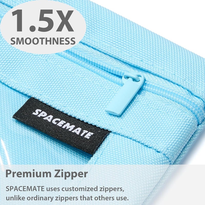 SPACEMATE Binder Pencil Pouch Case Box Bag for 3 Ring Binder School Supplies Girls Boys Kids, Clear Preppy Stuff Large Aesthetic Pen Organizer, Back to College Stationary, 1 Pack, Sky Blue - Image 4